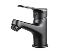 Ibergrif Basin Mixer Tap for Bathroom - Single Lever Sink Faucet, Hot & Cold Water Control, Chrome, Black, M11059B