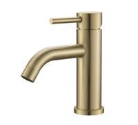 Ibergrif Brushed Nickel Bathroom Basin Mixer Taps Single Hole Single Lever (Golden, M11003Y)