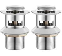 Ibergrif Click-clack Basin Waste with Overflow Sprung Plug Slotted Drain Anti-Leak Washbasin Waste Easy Fit Installation, Chrome, M20503 (Pack of 2)