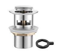 Ibergrif Click-clack Basin Waste with Overflow Sprung Plug Slotted Drain Anti-Leak Washbasin Waste Easy Fit Installation, Chrome, M20503