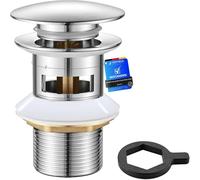 Ibergrif M20502 Pop Up Sink Plug Replacement, Basin Waste, Slotted Click Clack Waste with Overflow, Bathroom Sink Plug, 1/4" BSP, Chrome