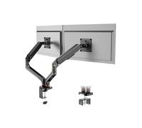 Ibergrif dual monitor arm desk mount for 13"-32" Screens, Adjustable Gas Spring Arms Support 2 Monitors, Tilt, Swivel, Rotation Stand with C-Clamp & Grommet Mounting Base, VESA 75/100mm, MA001-2