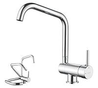 Ibergrif, Folding Kitchen Tap with Rotation Spout, Sink Mixer Ideal for Window Installation, Chrome