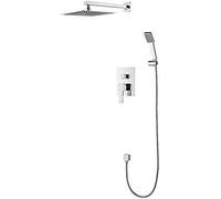 Ibergrif Gold - Square Concealed Rainfall Shower System, Mixer Tap Set, Chrome