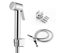 Ibergrif Bidet Sprayer Attachment for Toilet UK, Handheld Muslim Shower for Toilet with Hose and Holder, Chrome, Silver M20282