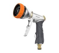 Ibergrif Hose Pipe Spray Gun, High Pressure Hose Nozzle and Heavy Duty Metal Garden Hose Spray Gun, 7 Patterns and Water Flow Control, for Lawn & Garden Watering Equipment, Orange/Gray