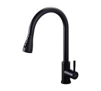 Ibergrif Kitchen Mixer Tap with Pull Out Spray, 360° Swivel, High Arc, 3 Spray Modes, Single Handle, Stainless Steel, Chrome,Black, M22136