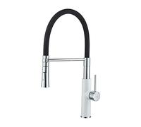 Ibergrif M22115W-2, Black Semi-pro Kitchen Tap with Flexible Spout, Sink Mixer with Spray Head, Chrome