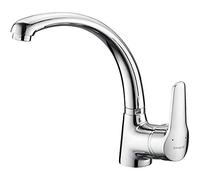Ibergrif Kitchen Tap, Hot & Cold Kitchen Mixer Tap, Solid Brass Monobloc Design 360° Long Swivel Spout Chrome Polish Finish for Caravan & Home Sinks