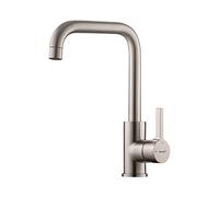 Ibergrif M22105A Kitchen Tap with High Spout, Single Lever Sink Tap, Brushed, Grey