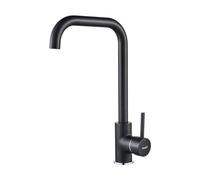 Ibergrif Kitchen Tap Matte Black, Black Kitchen Sink Mixer Tap Single Lever Monobloc, 360° Swivel High Arc Spout 28 cm, High Pressure, Stainless Steel, UK Standard Fittings - M22105B