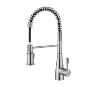 Ibergrif Kitchen Tap Pull Out Spring Design with Bracket, 360° Swivel Kitchen Sink Mixer Tap, 2 Spray Modes, Kitchen Faucet Hot Cold Mixer, Cold Start, Single Hole, Easy Install