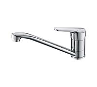 Ibergrif M14450 Kitchen Sink Mixer Tap, Caravan Tap, Monobloc Single Top Lever with Long Swivel Spout, Single Handle 360° Swivel, Brass Body Chrome