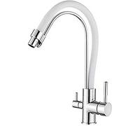 Ibergrif, Kitchen Tap with Flexible Spout, 3 in 1 Sprayer for Sink Mixer and Water Filter Purifier, White