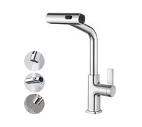 Ibergrif M22145 Kitchen Sink Taps Mixer with Pull Out Spray, 3 Functions Sprayer, 360° Swivel, Chrome Brass