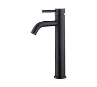 Ibergrif Tall Basin Mixer Tap, Bathroom Sink Mixer Tap, High Rise Single Lever Chrome Black M11203B