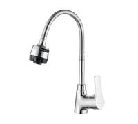 Ibergrif M14357 Kicthen Fexible Spout, 2 Funtion Sink Tap, Chrome, Silver