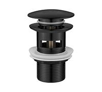 Ibergrif M20502B Pop Up Sink Plug Replacement, Basin Waste, Slotted Click Clack Waste with Overflow for Bathroom Sink, 1/4" BSP, Dual Silicone Seal Washers, Chrome, Black