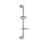Ibergrif M20802-1 Shower Riser Rail, Nail-Free Shower Slide Bar with Shower Head Holder and Soap Dish, Adjustable Shower Height Bracket for Bathroom,Silver