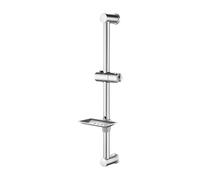 Ibergrif M20802 Shower Riser Rail, Wall Mounted Shower Slide Bar with Soap Dish Bracket Chrome Adjustable Shower Head Holder Bar for Bathroom