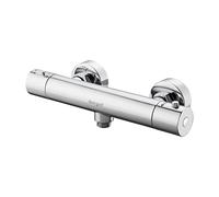 Ibergrif M21805-1 Thermostatic Shower Mixer Bar Two Outlet, Wall Mounted Shower Mixer Tap,Anti-Scald, Bottom 1/2" BSP, Chrome, Silver