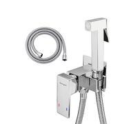 Ibergrif M22009 Concealed Single-Lever Faucet for WC & Bidet - Hot/Cold Water, Hand Shower with Wall Bracket & 1.2 m Stainless Steel Hose, Chrome