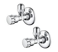 Ibergrif M22022-2 Angled Water Isolating Valves, Self-Sealing, 1/2" Wall Connection, 3/8 inch Outlet, Wall Mounted, 2pcs/Set, Chrome