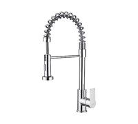 Ibergrif M22103 Kitchen Sink Taps Mixer, Spring Faucet with Pull Down Sprayer, 360° Swivel,2 Spray Modes High Arc Single Handle Lever Faucet, Silver