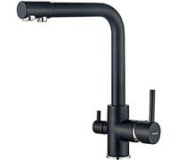 Ibergrif M22109B Dual Handle Kitchen, 3 in 1 Sprayer for Mixer Tap and Water Filter Purifier, Black