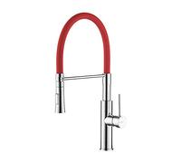 Ibergrif, Red Semi-pro Kitchen Tap with Flexible Spout, Sink Mixer with Spray Head, Chrome M22115-1