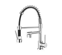 Ibergrif M22131, Pull-Out Kitchen Mixer with Hand Shower, Sink Mixer with Two Spout, Chrome