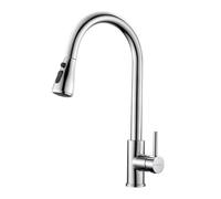 Ibergrif M22136 Kitchen Mixer Tap with Pull Out Spray, 360° Swivel, High Arc, 3 Spray Modes, Single Handle, Stainless Steel, Chrome