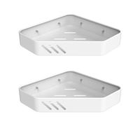 Ibergrif M34034W Bathroom Corner Shelf, Shower Caddy Corner, Bathroom Storage Shower Organizers, Self Adhesive or Wall Mounted, 2 Pack White