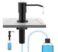 Ibergrif M34040B Black Kitchen Sink Soap Dispenser Built in, Counter Soap Dispenser with 500ML Bottle and 100CM Extension Tube Kit, Stainless Steel