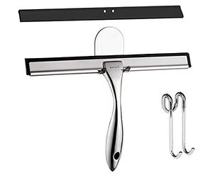 Ibergrif M34101 Shower Squeegees, Silicone Window Squeegee, Shower Cleaner for Window, Glass, Shower Door, Car Windshield, Include Shower Hooks, Stainless Steel