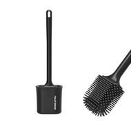 Ibergrif M34156B Black Silicone Toilet Brushes & Holders, Toilet Brush with Quick Drying Holder Set for Bathroom
