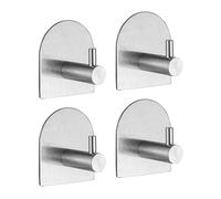 Ibergrif M34451A Self Adhesive Hooks, Sticky on Coat Hooks Heavy Duty, 3M Towel Hooks for Bathrooms Office Toilet, Waterproof, Stainless Steel, Grey
