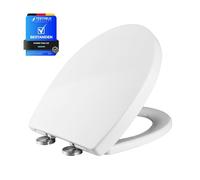 Ibergrif M41002 Toilet Seat O Shaped Soft Close Quick Release White | Round Loo Seat with Top Fix Hinges, Easy Clean Design, Fits Toilets 40.5-46.5cm Length, Hole Spacing 10-22cm