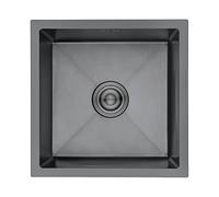 Ibergrif M84040B Stainless Steel Black Kitchen Sink, 40 x 40cm, Undermount Kitchen Sink Drop in, Topmount Single Bowl Kitchen Sink with Drainer Fittings