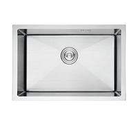 Ibergrif M87044 Stainless Steel Kitchen Sink, 70 x 44cm, Undermount Kitchen Sink Drop in, Topmount Single Bowl Kitchen Sink with Drainer Fittings, Silver