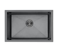 Ibergrif M87044B Stainless Steel Black Kitchen Sink, 70 x 44cm, Undermount Kitchen Sink Drop in, Topmount Single Bowl Kitchen Sink with Drainer Fittings