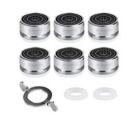 Ibergrif M91005 Tap Aerator M24 Replacement Part，Brass Faucet Spout Aerator Nozzle with Rubber Washes and Aerator Wrench, 6PCS,Silver
