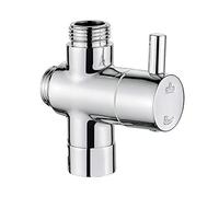 Ibergrif M92202 3-Way Brass Shower Diverter Valve - Universal Chrome T-Adapter with G3/4″ Inlet & G3/4″ / G1/2″ Outlets for Handheld & Fixed Shower Heads