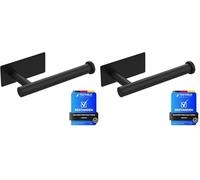 Ibergrif MK34052B Black Chrome Toilet Roll Holder Wall Mounted, Self Adhesive Toilet Paper Holder for Bathroom & Kitchen, Waterproof, No Drilling (Pack of 2)
