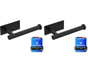 Ibergrif MK34052B Black Chrome Toilet Roll Holder Wall Mounted, Self Adhesive Toilet Paper Holder for Bathroom & Kitchen, Waterproof, No Drilling (Pack of 2)