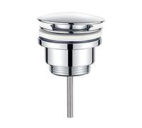 Ibergrif - Pop up Basin Waste, Click Clack Unslotted Bathroom Sink Drain, Chrome, Silver