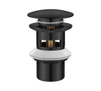 Ibergrif M20502B Pop Up Sink Plug Replacement, Basin Waste, Slotted Click Clack Waste with Overflow for Bathroom Sink, 1/4" BSP, Dual Silicone Seal Washers, Chrome, Black