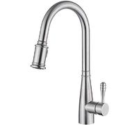 Ibergrif Pull-Out Kitchen Mixer Tap with Hand Shower with Two Flow Modes | Brushed Nickel, Single Lever Sink Mixer tap, Ceramic valve core, 360-degree rotation, Refined steel construction, M22134