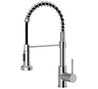 Ibergrif, Pull-Out Kitchen Mixer with Hand Shower, Single Lever Sink Mixer, Stainless