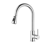 Ibergrif M22136 Kitchen Mixer Tap with Pull Out Spray, 360° Swivel, High Arc, 3 Spray Modes, Single Handle, Stainless Steel, Chrome